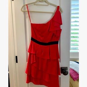 BCBGMaxAzria Red One Shoulder Dress